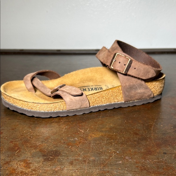 Birkenstock Yara Oiled Leather Brown Strappy Ankle Wrap Sandal Size 39 - Picture 11 of 12